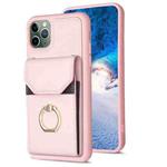 For iPhone 11 Pro Max BF29 Organ Card Bag Ring Holder Phone Case(Pink)