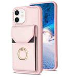 For iPhone 11 BF29 Organ Card Bag Ring Holder Phone Case(Pink)