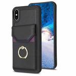 For iPhone X / XS BF29 Organ Card Bag Ring Holder Phone Case(Black)