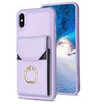 For iPhone X / XS BF29 Organ Card Bag Ring Holder Phone Case(Purple)