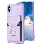 For iPhone XS Max BF29 Organ Card Bag Ring Holder Phone Case(Purple)
