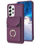 For Samsung Galaxy A13 4G/5G BF29 Organ Card Bag Ring Holder Phone Case(Dark Purple)