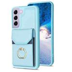 For Samsung Galaxy S22+ 5G BF29 Organ Card Bag Ring Holder Phone Case(Blue)