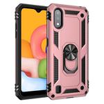 For Galaxy A01 US Version Shockproof TPU + PC Protective Case with 360 Degree Rotating Holder(Rose Gold)