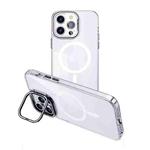 For iPhone 15 Pro Max MagSafe Magnetic Invisible Holder Transparent Phone Case(Silver)