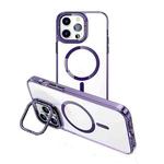 For iPhone 15 Pro Max MagSafe Magnetic Invisible Holder Transparent Phone Case(Purple)