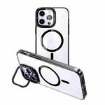 For iPhone 15 Pro MagSafe Magnetic Invisible Holder Transparent Phone Case(Black)