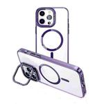 For iPhone 15 Pro MagSafe Magnetic Invisible Holder Transparent Phone Case(Purple)