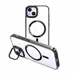 For iPhone 15 Plus MagSafe Magnetic Invisible Holder Transparent Phone Case(Black)