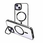 For iPhone 14 Plus MagSafe Magnetic Invisible Holder Transparent Phone Case(Black)