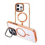 For iPhone 14 Pro Max MagSafe Magnetic Invisible Holder Transparent Phone Case(Orange)