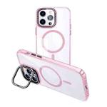 For iPhone 13 Pro MagSafe Magnetic Invisible Holder Transparent Phone Case(Pink)