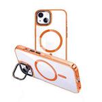 For iPhone 13 MagSafe Magnetic Invisible Holder Transparent Phone Case(Orange)
