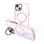 For iPhone 13 MagSafe Magnetic Invisible Holder Transparent Phone Case(Pink)