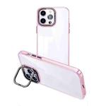 For iPhone 15 Pro Max Invisible Camera Holder Transparent Phone Case(Pink)