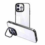 For iPhone 15 Pro Invisible Camera Holder Transparent Phone Case(Black)