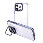 For iPhone 15 Pro Invisible Camera Holder Transparent Phone Case(Blue)
