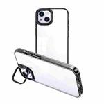 For iPhone 15 Plus Invisible Camera Holder Transparent Phone Case(Black)