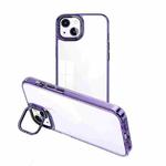 For iPhone 15 Plus Invisible Camera Holder Transparent Phone Case(Purple)
