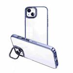 For iPhone 15 Invisible Camera Holder Transparent Phone Case(Blue)