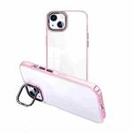 For iPhone 14 Plus Invisible Camera Holder Transparent Phone Case(Pink)