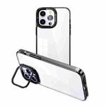 For iPhone 14 Pro Max Invisible Camera Holder Transparent Phone Case(Black)