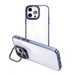 For iPhone 14 Pro Max Invisible Camera Holder Transparent Phone Case(Blue)