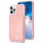 For iPhone 15 Pro Max BF28 Frosted Card Bag Phone Case with Holder(Pink)