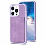 For iPhone 15 Pro BF28 Frosted Card Bag Phone Case with Holder(Purple)