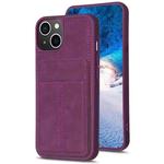 For iPhone 15 Plus BF28 Frosted Card Bag Phone Case with Holder(Dark Purple)