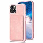 For iPhone 14 / 13 BF28 Frosted Card Bag Phone Case with Holder(Pink)