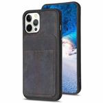 For iPhone 14 Pro Max BF28 Frosted Card Bag Phone Case with Holder(Black)