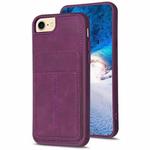 For iPhone SE 2022 / 2020 / 8 / 7 / 6 BF28 Frosted Card Bag Phone Case with Holder(Dark Purple)