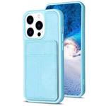 For iPhone 13 Pro BF28 Frosted Card Bag Phone Case with Holder(Blue)