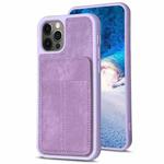 For iPhone 12 / 12 Pro BF28 Frosted Card Bag Phone Case with Holder(Purple)