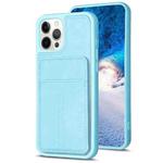 For iPhone 12 Pro Max BF28 Frosted Card Bag Phone Case with Holder(Blue)