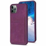 For iPhone 11 Pro Max BF28 Frosted Card Bag Phone Case with Holder(Dark Purple)