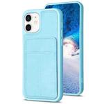 For iPhone 11 BF28 Frosted Card Bag Phone Case with Holder(Blue)