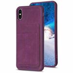 For iPhone X / XS BF28 Frosted Card Bag Phone Case with Holder(Dark Purple)