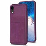For iPhone XR BF28 Frosted Card Bag Phone Case with Holder(Dark Purple)