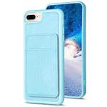 For iPhone 8 Plus / 7 Plus BF28 Frosted Card Bag Phone Case with Holder(Blue)