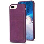 For iPhone 8 Plus / 7 Plus BF28 Frosted Card Bag Phone Case with Holder(Dark Purple)