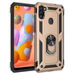 For Samsung Galaxy A11 (US Version) Shockproof TPU + PC Protective Case with 360 Degree Rotating Holder(Gold)