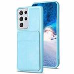 For Samsung Galaxy S21 Ultra 5G BF28 Frosted Card Bag Phone Case with Holder(Blue)