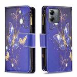 For Motorola Moto G14 4G Colored Drawing Pattern Zipper Leather Phone Case(Purple Butterfly)