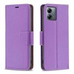 For Motorola Moto G14 4G Litchi Texture Pure Color Flip Leather Phone Case(Purple)