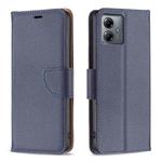 For Motorola Moto G14 4G Litchi Texture Pure Color Flip Leather Phone Case(Blue)