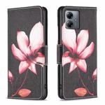 For Motorola Moto G14 4G Colored Drawing Pattern Leather Phone Case(Lotus)