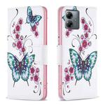For Motorola Moto G14 4G Colored Drawing Pattern Leather Phone Case(Flowers Butterfly)