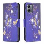 For Motorola Moto G14 4G Colored Drawing Pattern Leather Phone Case(Purple Butterfly)